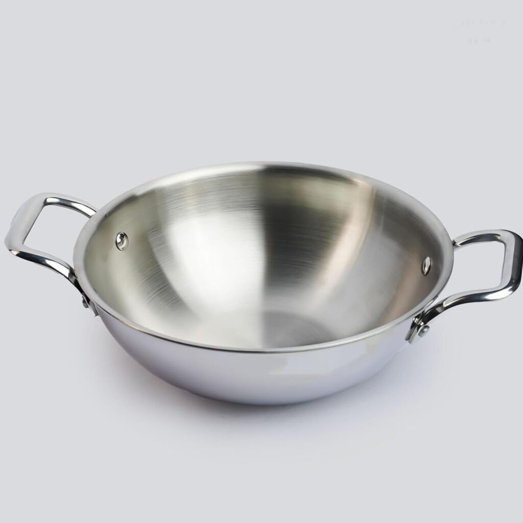 Triply kadhai 26 cm Stainless Steel Even Heat Distribution Induction & Gas Compatible