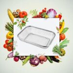 Stainless Steel Wire Mesh Basket, Rectangular, Kitchen Storage Organizer for Fruit, Vegetable Washing and Draining (Small)