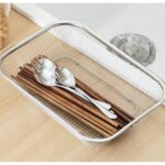 Stainless Steel Wire Mesh Basket, Rectangular, Kitchen Storage Organizer for Fruit, Vegetable Washing and Draining (Small) - Image 4