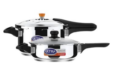 Ultra Duracook Junior Celebrations pack of 3.5L & 5.5L Pressurecooker,Gifting,SS304 FoodGrade,Interchangeable Lids,Frothcollector,Induction,3LayerCompositeBase,solid Bakelite handles,ISI,10Y Warranty