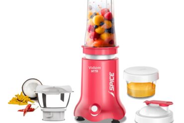 Vidiem Vita Spice 500 W Personal Blender/Mixer/Grinder/Smoothie Maker | 22000 RPM Aria CoolTec Motor | 3 Jars (500 ml + 250 ml jar & 300 ml SS Chutney Jar) | 3 Year Motor Warranty | Beyond Blending