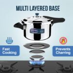 Ultra Duracook Triply Pressure Cooker 5.5 Litre | AISI 304 Food Grade Stainless Steel Cooker | 5 Years Warranty | Injection Moulded Handles | Induction Compatible Broad Base | Non-Stick Finish - Image 5