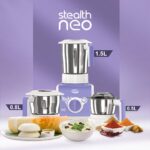 ULTRA Stealth neo MixerGrinder,750W,AISI304 Food Grade SS Jars &Blades,Serrated Stainless Steel Blades,Lesser noise,ABS Body,3Jars Small (0.5L),Medium (0.8L), Large(1.5L), 5Year Motor Warranty - Image 8