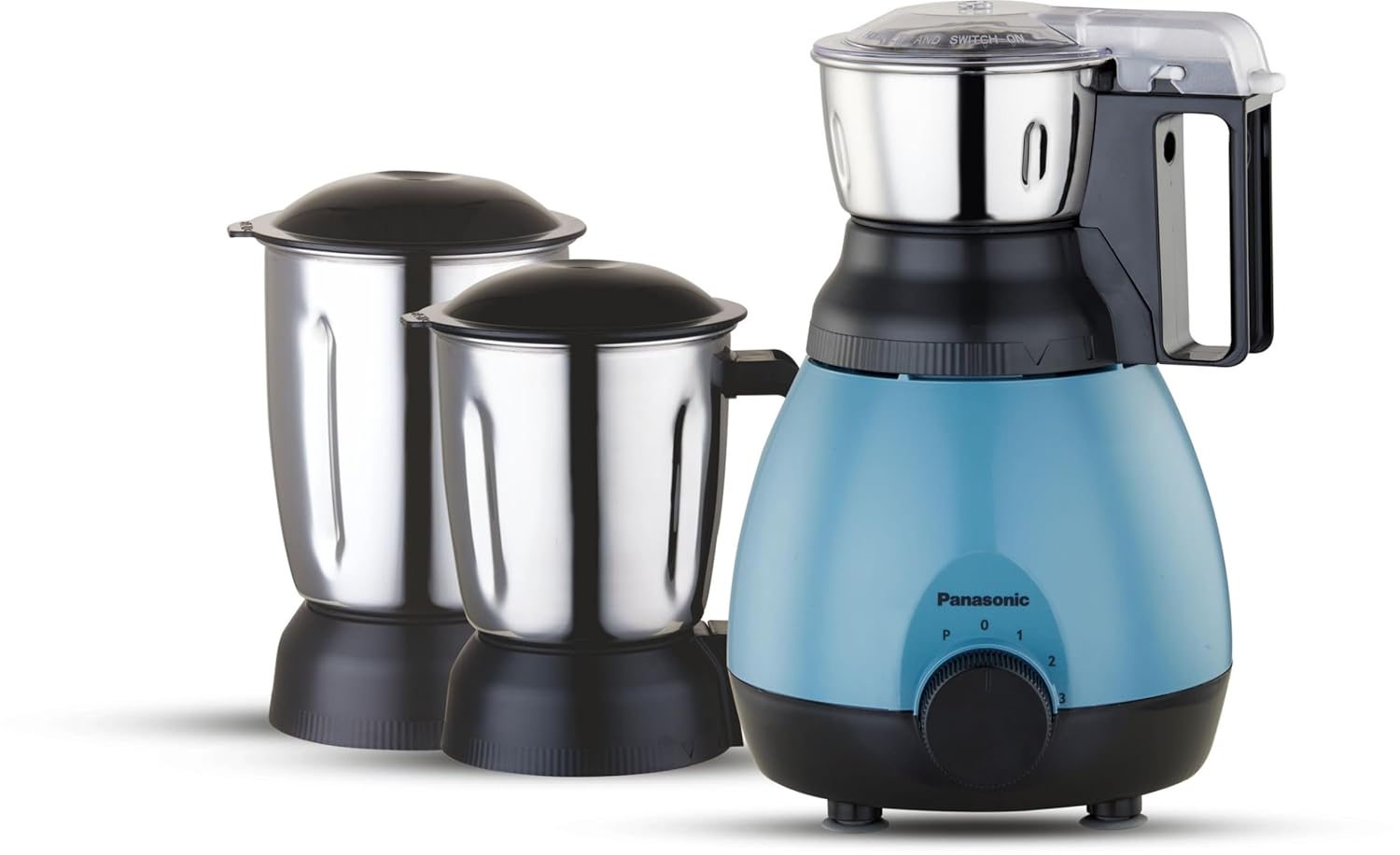 71rcl1RTtML._SL1500_ Panasonic Mixer Grinder For Kitchen MX-GN5003 TRIMAX Series Powerful 750W |3 Jars Stainless Steel Multipurpose Chutney-Mill-& Blender Jars| Warranty 2 Years on Product & 5 Years on Motor (Blue) - Image 1