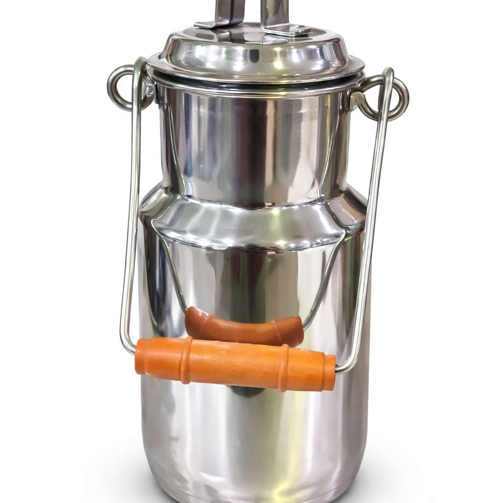 Stainless Steel Milk Can Distinctive Orange Plastic Handle Grips1.5ltrs