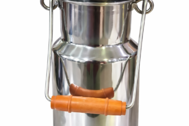 Stainless Steel Milk Can Distinctive Orange Plastic Handle Grips1.5ltrs