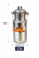 Stainless Steel Milk Can Distinctive Orange Plastic Handle Grips - Image 2