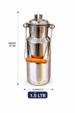 Stainless Steel Milk Can Distinctive Orange Plastic Handle Grips1.5ltrs - Image 2