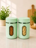 Storage Containers Set of 2 (600 ml Each) | Airtight Food Grade Plastic Jars with Transparent