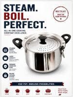 Stainless Steel Strainer Pot/Rice Pot with Strong Lockable Lid for Noodles, Pasta, Corn, SOYA, Vegetables & Rice|Gas & Induction Friendly Sandwich Bottom, 5.500ML - Image 2