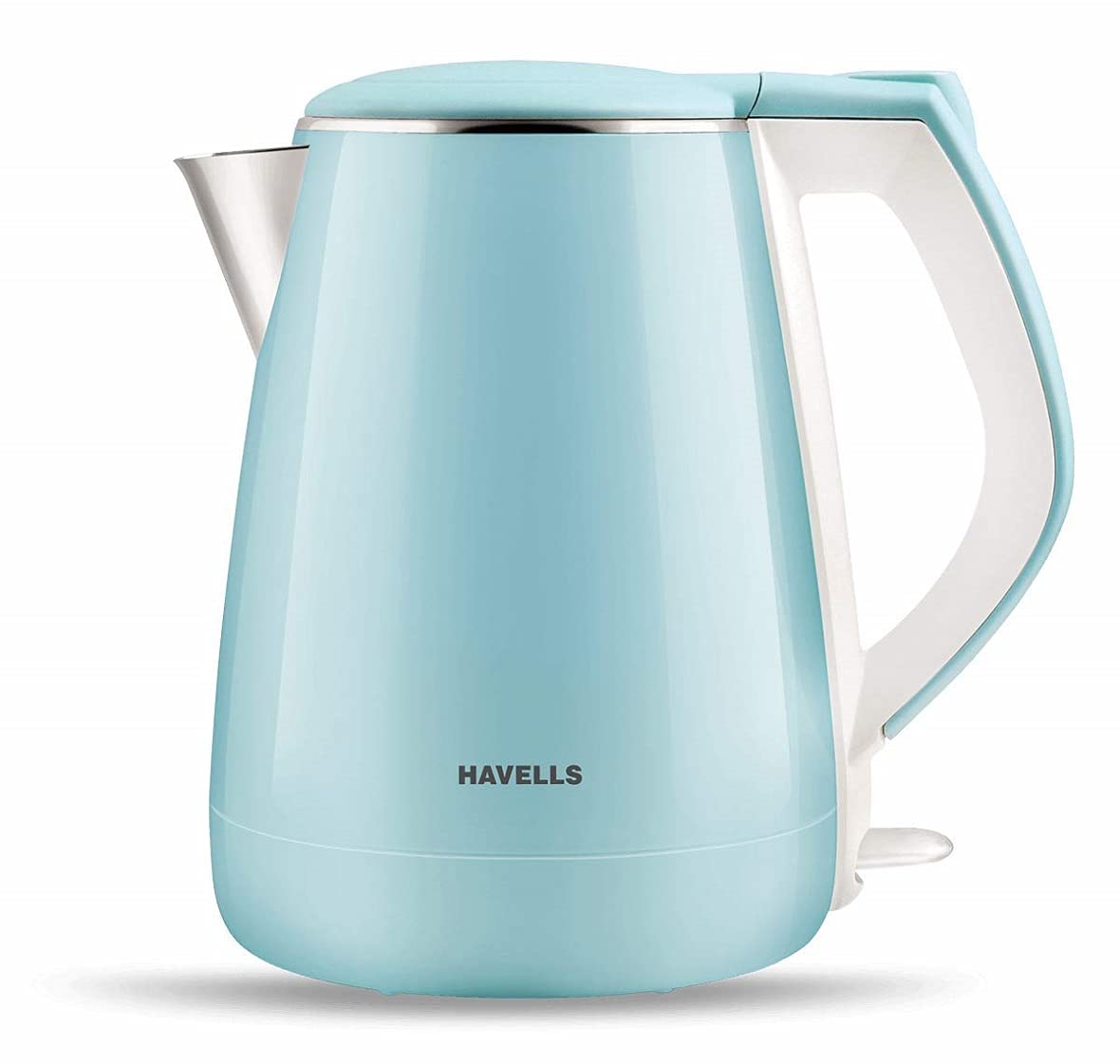 51EGS1jWNeS._SL1180_ Havells Aqua Plus Electric Kettle 1.2 Litre, 1250 Watt | 304 Stainless Steel Inner Body | Cool Touch Body | Auto Shut-Off |Wider Mouth|2 Years Door Step Warranty by Havells (Blue) - Image 1