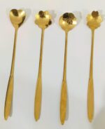 VPP Golden Spoon Set/Coffee Spoon/Dessert Spoons/Cutlery Kitchen Tableware/Stainless Steel Gold Different Shape Coffee Spoons, Set of 4 Pcs,17.5Centimeter (Gold)
