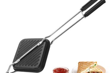Apex Non-Stick Grill Sandwich Toaster Gas Stove Compatible, Easy to Clean, Ideal for Grilled Sandwiches, Paninis & Tikkas | Durable Aluminium Body (Black)