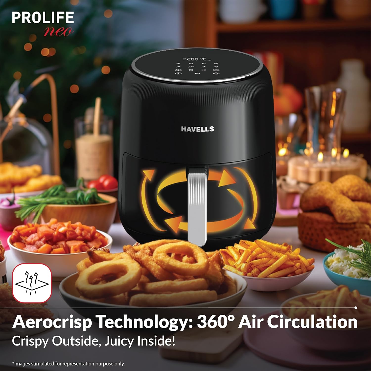 81D6tZ8Tk+L._SL1500_ Havells Prolife Neo Air Fryer1500W| 4.5 L | Digital Air Fryer| 8 Pre-Sets| Aerocrisp Technology| 85% Less Oil Use| 60-Min Timer| 2Yr Door Step Warranty by Havells | Air-Fryer for Home Kitchen - Image 1