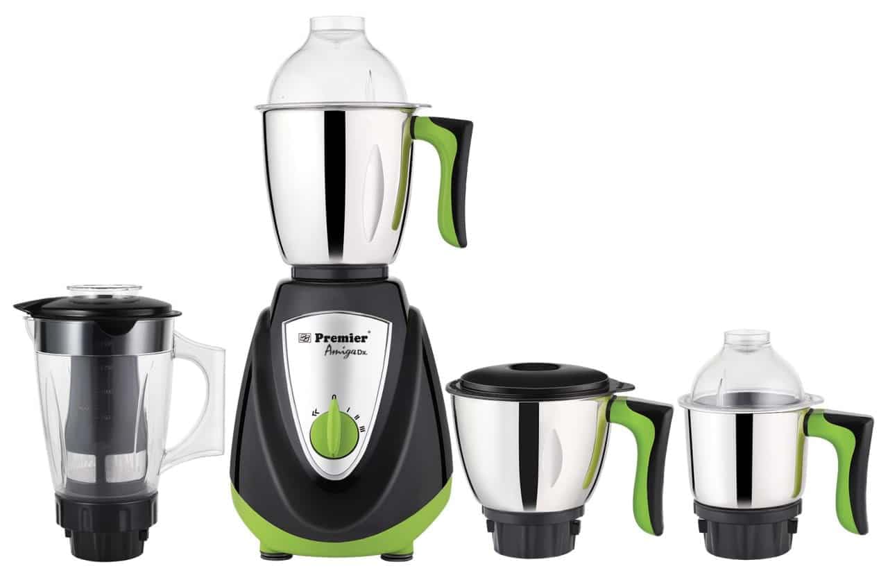 21 Premier Amiga DX 750W Mixer Grinder with Juicer | 4 Jars | 0.5L, 1L, 1.5L + 1.75L Juicer Jar | Stainless Steel Jars | ISI Certified | 5 Year Motor Warranty | Black & Green - Image 1