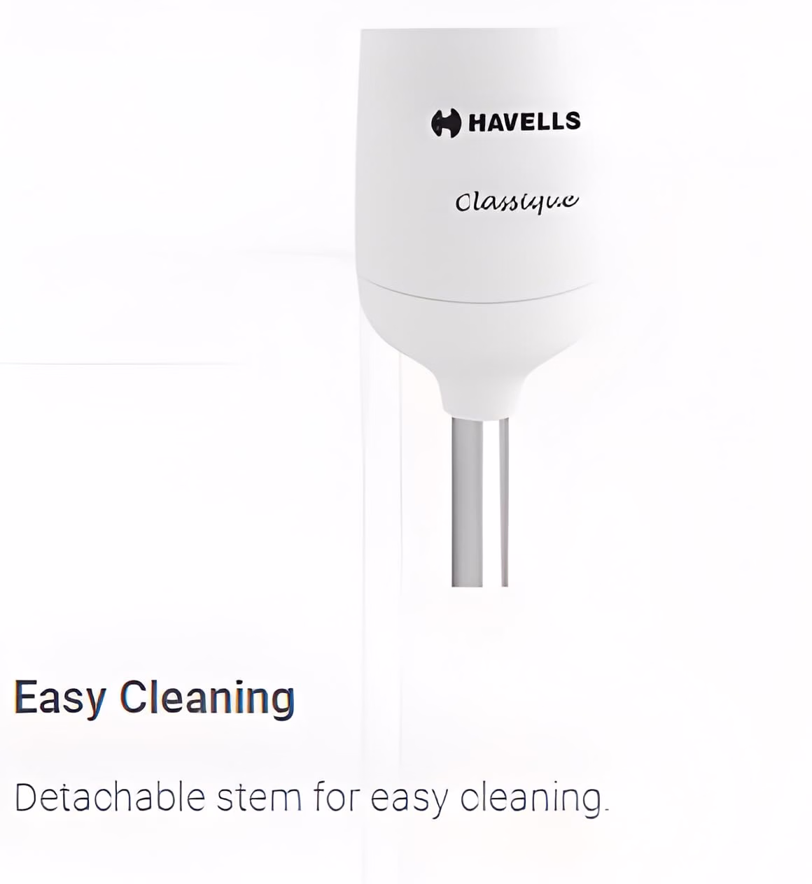 41D6KrzoRSL._SL1264_ Havells Classique- S Low Noise 300 watt Hand Blender with Detachable Stainless Steel Stem, Double Bush,Copper Motor & 2 Years Warranty(Violet and white) - Image 2
