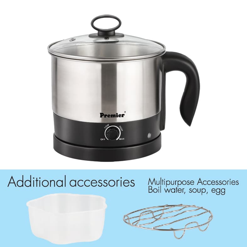 Multi-Kettle-2 Premier Electric Stainless Steel Multi Kettle Stew 1.2l 600w Ek4814 - Versatile Cooking With Accessory, Compact Design For Modern Kitchens, Easy To Use, Lightweight Kettle Stew - Image 2